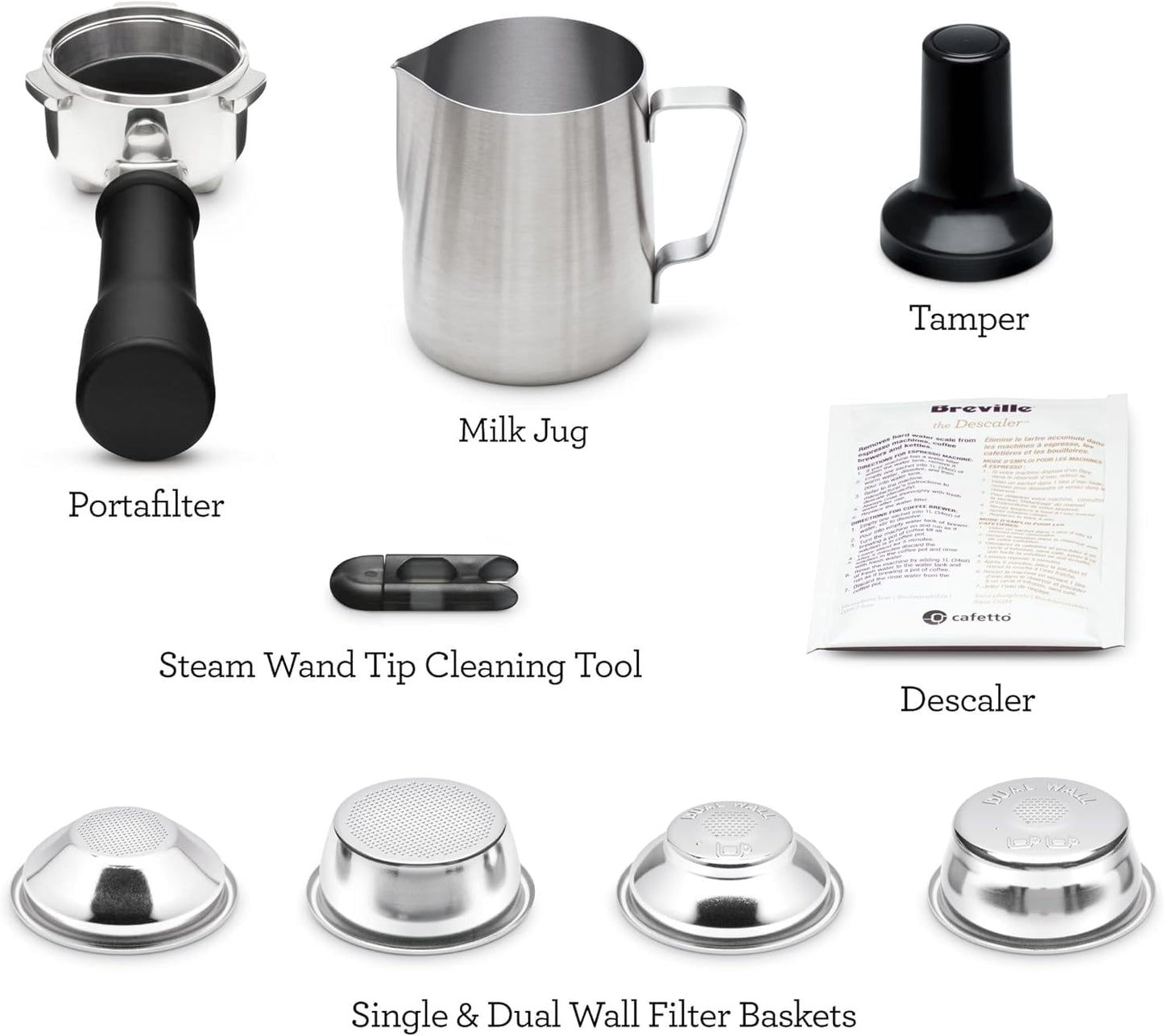 Breville BES450BSS Bambino Espresso Machine, Brushed Stainless Steel | Make café-quality espresso, lattes and cappuccinos at home with this compact, manual coffee maker | Beginner-friendly