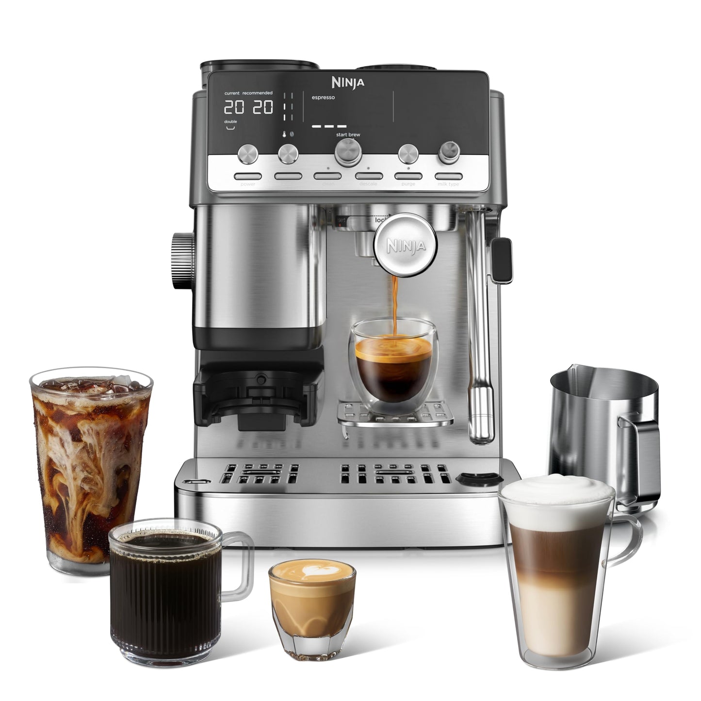Ninja Luxe Café Mini, Espresso Machine & Drip Coffee, Stainless, ES301 | Built-in Burr Grinder, Precision Scale & Manual Steam Wand, Lattes, Cappuccinos & More