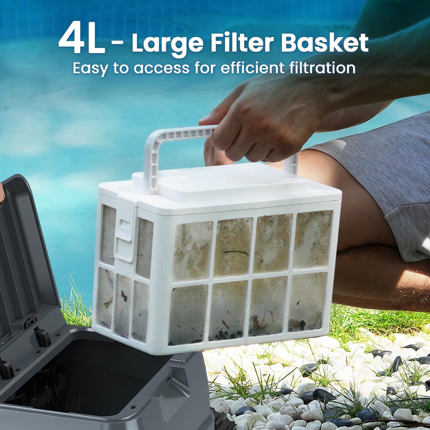 EZIOOV U8 pool vacuum specifications and dimensions chart