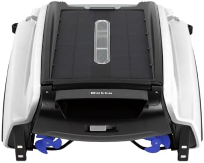 Betta SE white color variant solar pool skimmer on water