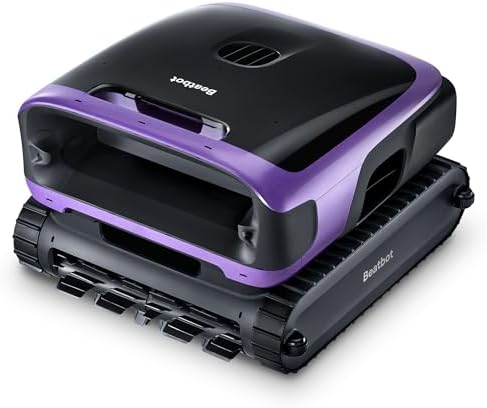 Beatbot Sora 70 lavender purple robotic pool vacuum on pool deck