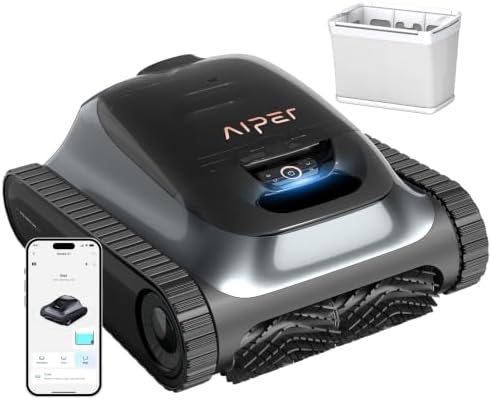 Aiper Scuba S1 2026 black robotic pool cleaner on pool deck