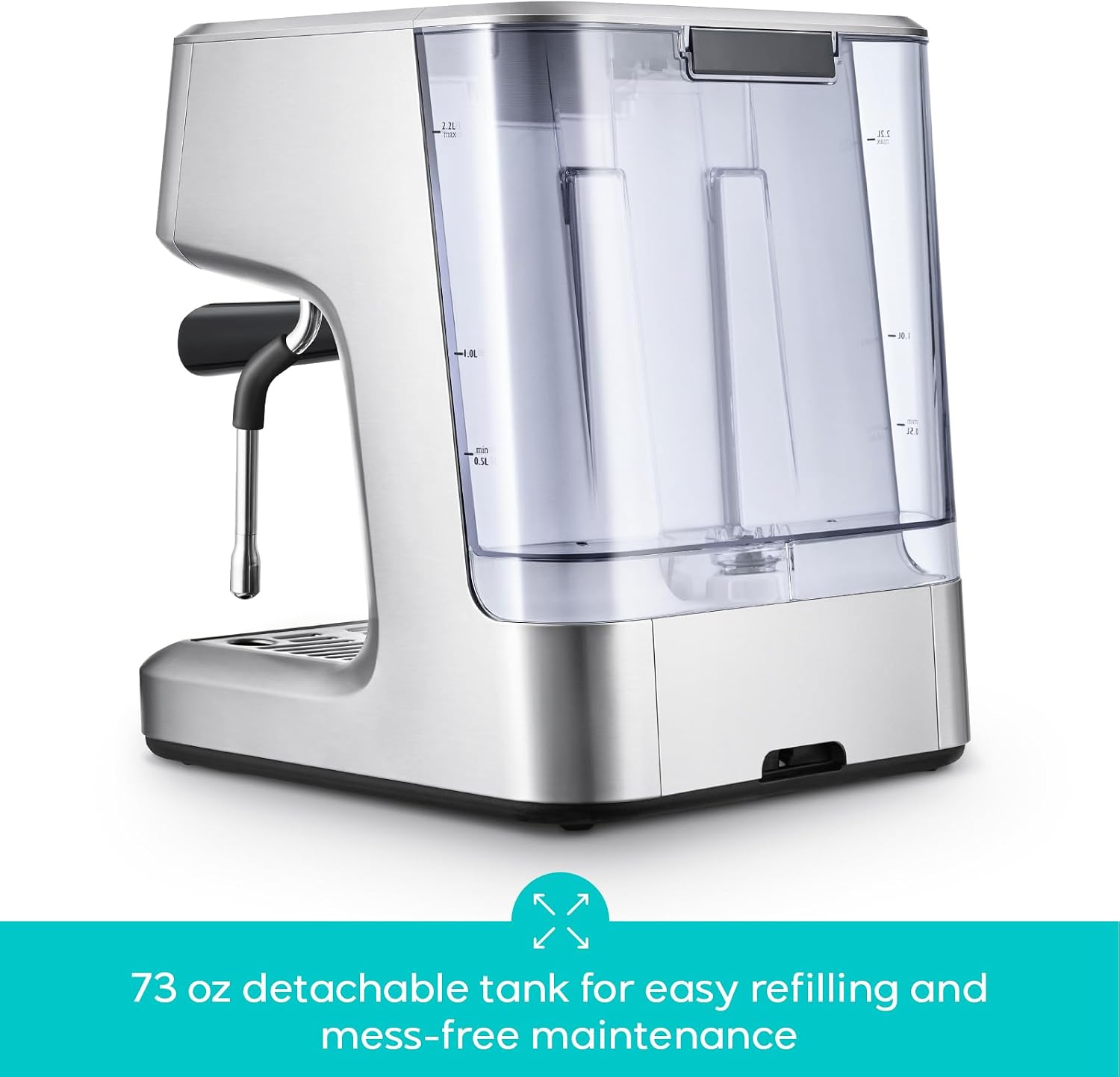 CASABREWS Ultra Espresso Machine, Barista Espresso Maker with Steam Wand | LCD Display, Custom Brew Temp, Latte & Cappuccino Machine, 20-Bar Italian Pump, Powerful Steam Wand, 73oz Removable Tank