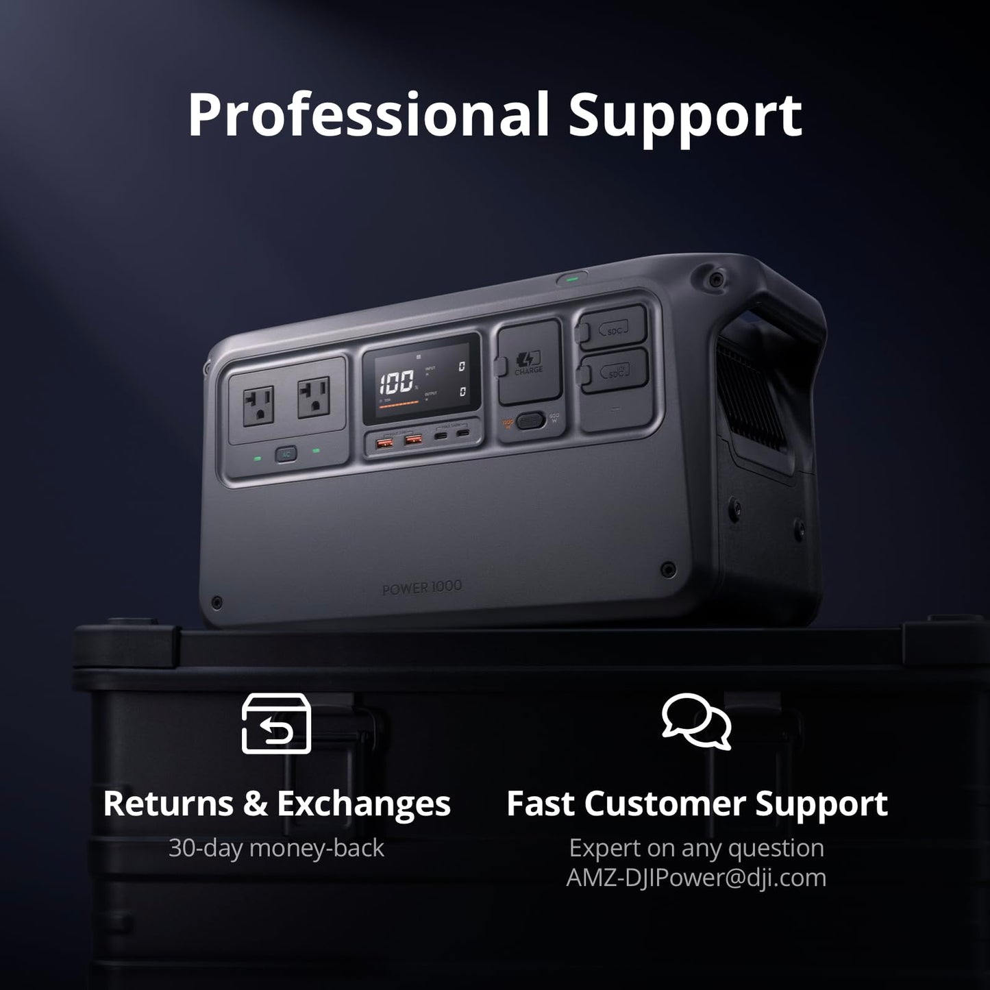 DJI Power 1000 Portable Power Station, 1024Wh LiFePO4 Battery, 2200W (Peak 2600W) AC/140W USB-C Output, 23db Ultra-Silent, Solar Generator For Home Backup, Camping (Solar Panel Optional)
