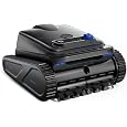 OUCAXIA robotic pool vacuum side profile showing dual PVC roller brushes