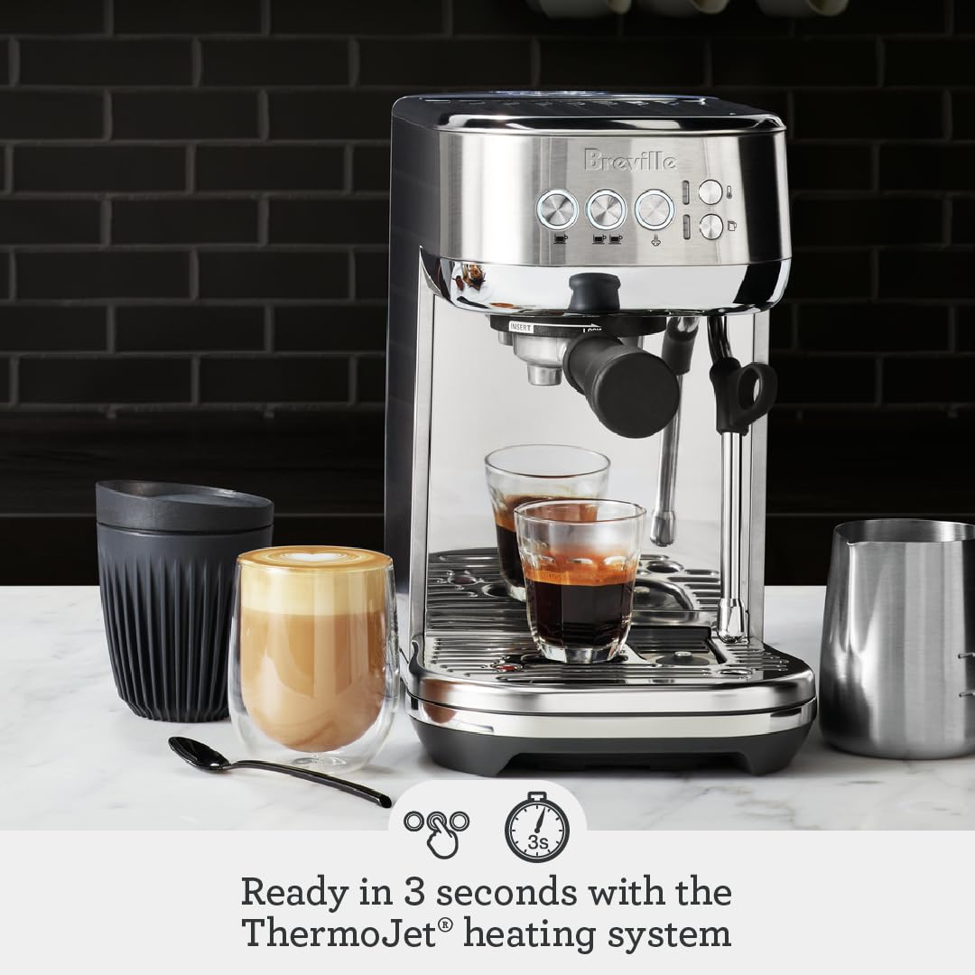 Breville BES500BSS Bambino Plus Espresso Machine, Brushed Stainless Steel | Make café-quality espresso, lattes and cappuccinos at home with this compact, semi-automatic coffee maker for home baristas