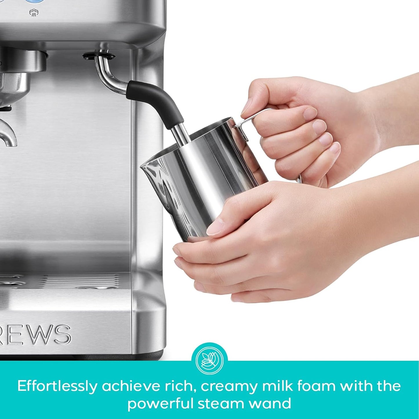 CASABREWS Ultra Espresso Machine, Barista Espresso Maker with Steam Wand | LCD Display, Custom Brew Temp, Latte & Cappuccino Machine, 20-Bar Italian Pump, Powerful Steam Wand, 73oz Removable Tank