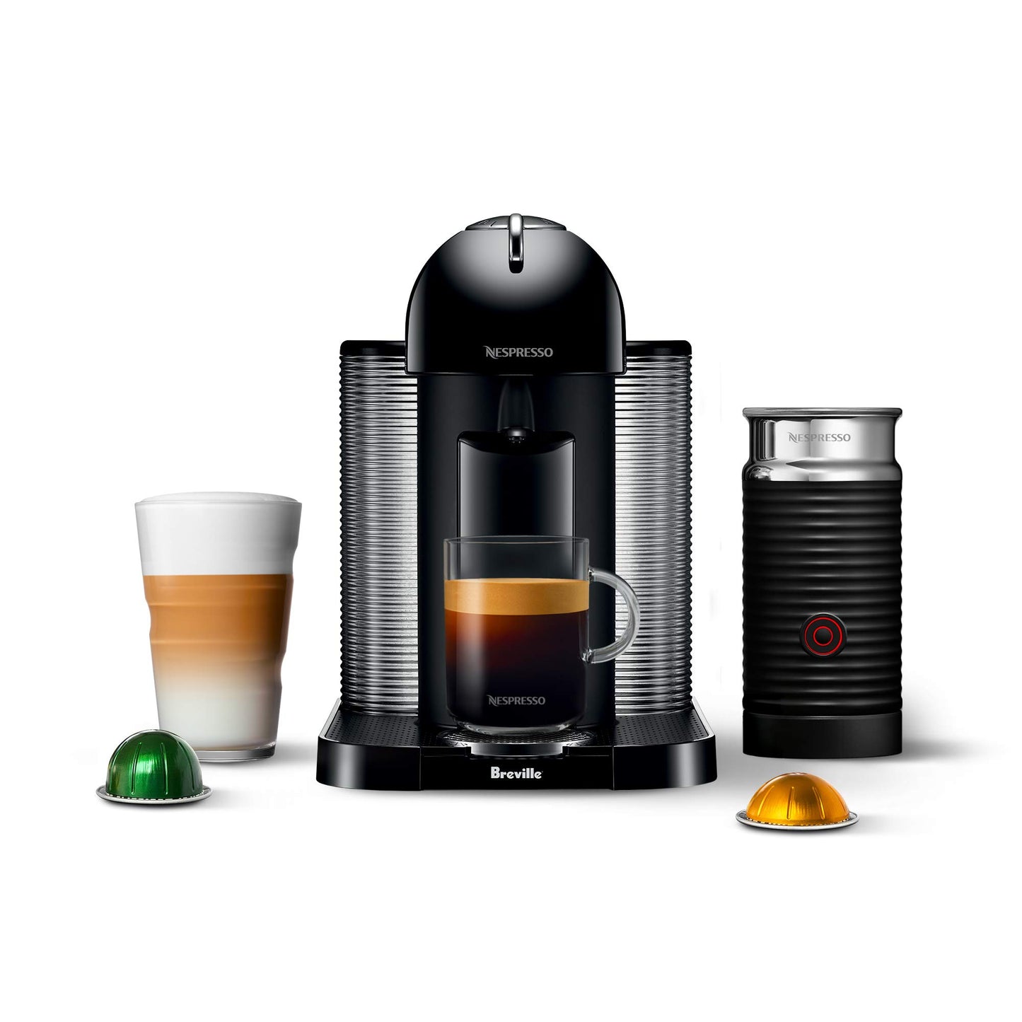 Nespresso Vertuo Coffee and Espresso Maker by Breville, Chrome with Aeroccino Milk Frother