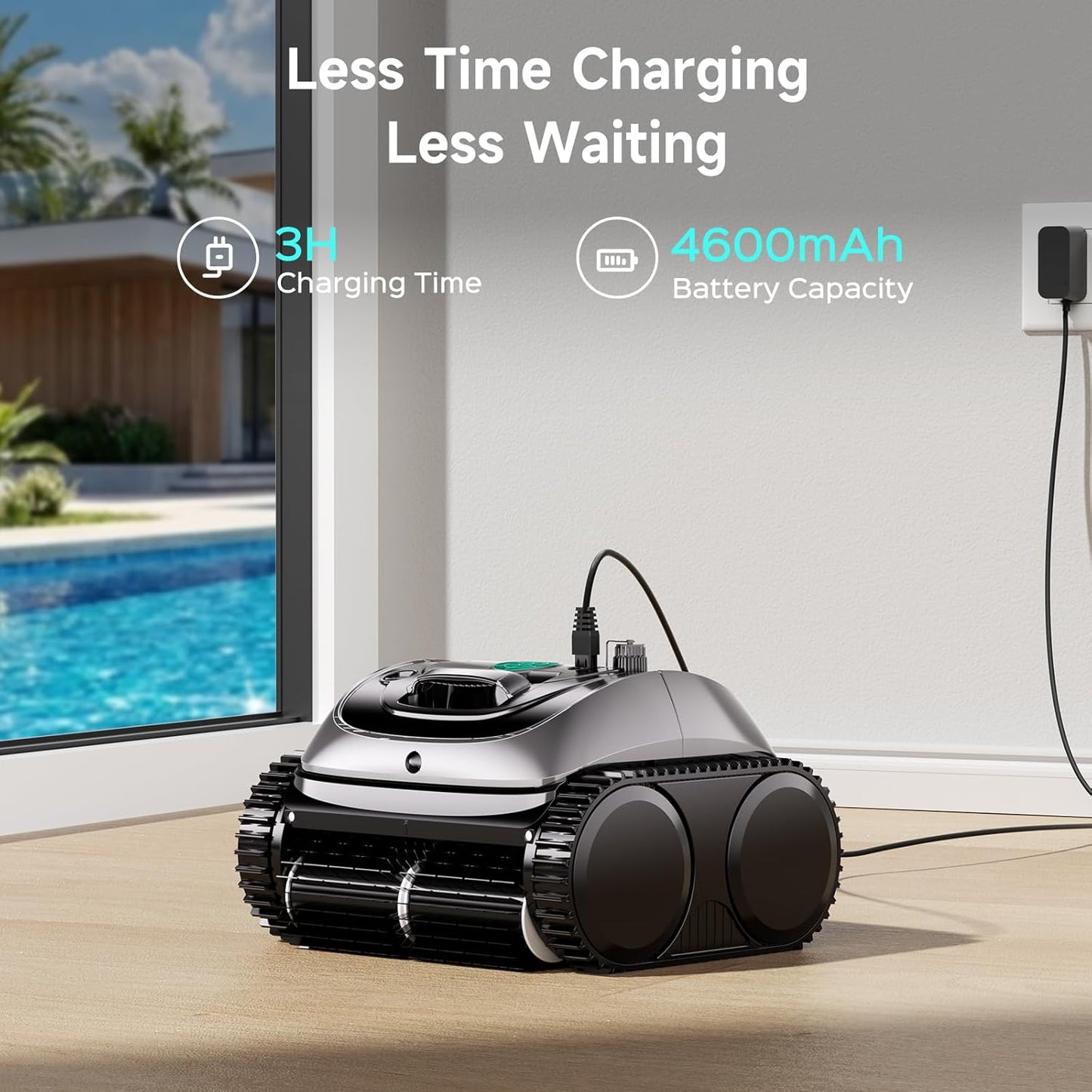 WYBOT C1 cordless pool vacuum 160 minute runtime 1618 square feet coverage
