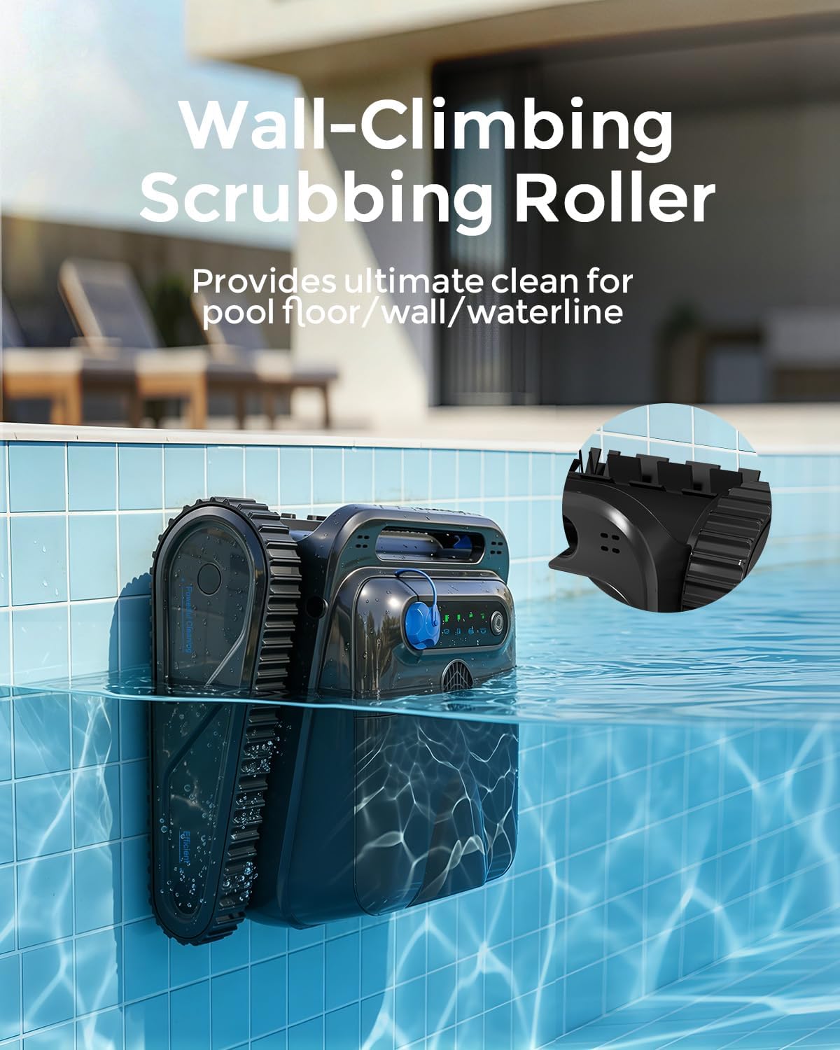 OUCAXIA robotic pool cleaner navigating pool floor with Z-path pattern