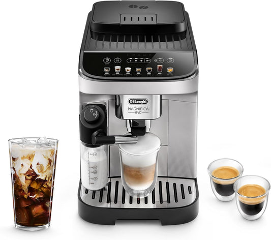 De'Longhi Magnifica Evo Automatic Espresso Machine, Milk Frother, Silver | #1 Worldwide Espresso Machine Maker, 7 One-Touch Recipes, Frother, Built-In Grinder, Craft Personalized Signature Drink