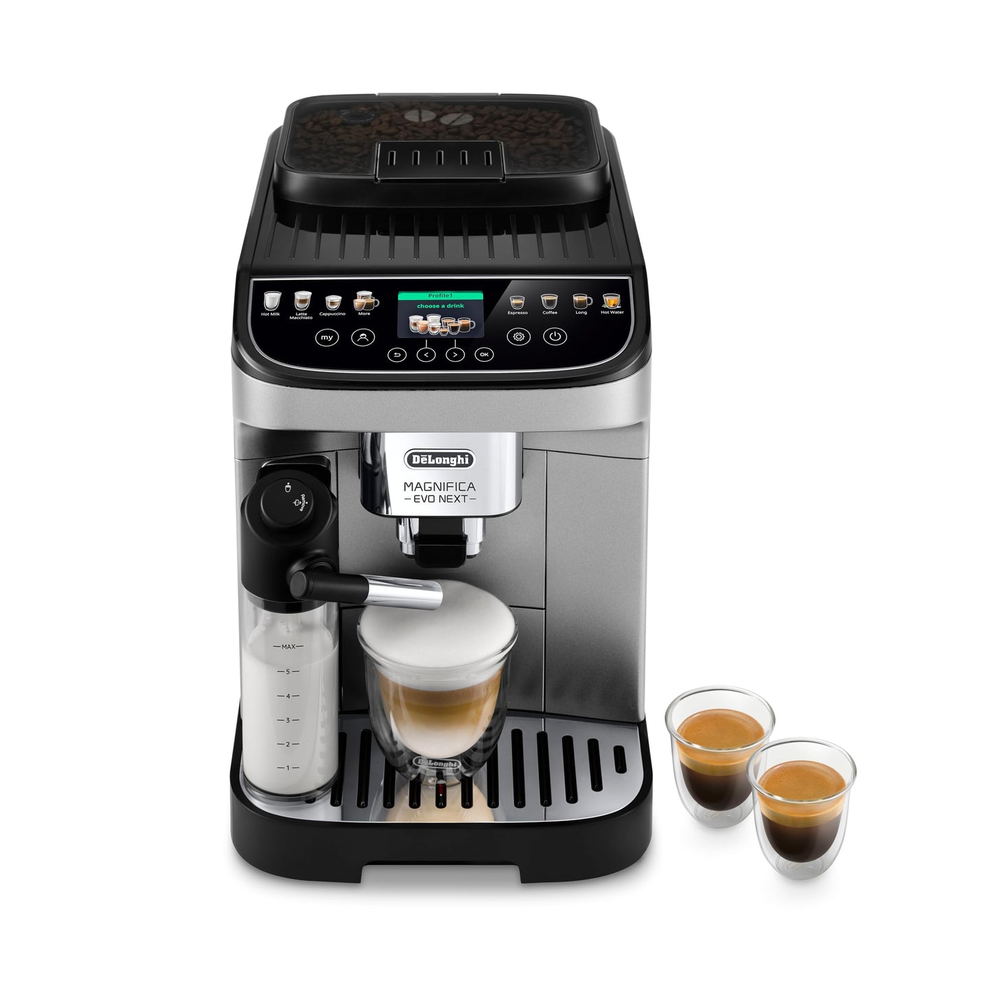 De'Longhi Magnifica Evo Automatic Espresso Machine, Milk Frother, Silver | #1 Worldwide Espresso Machine Maker, 7 One-Touch Recipes, Frother, Built-In Grinder, Craft Personalized Signature Drink
