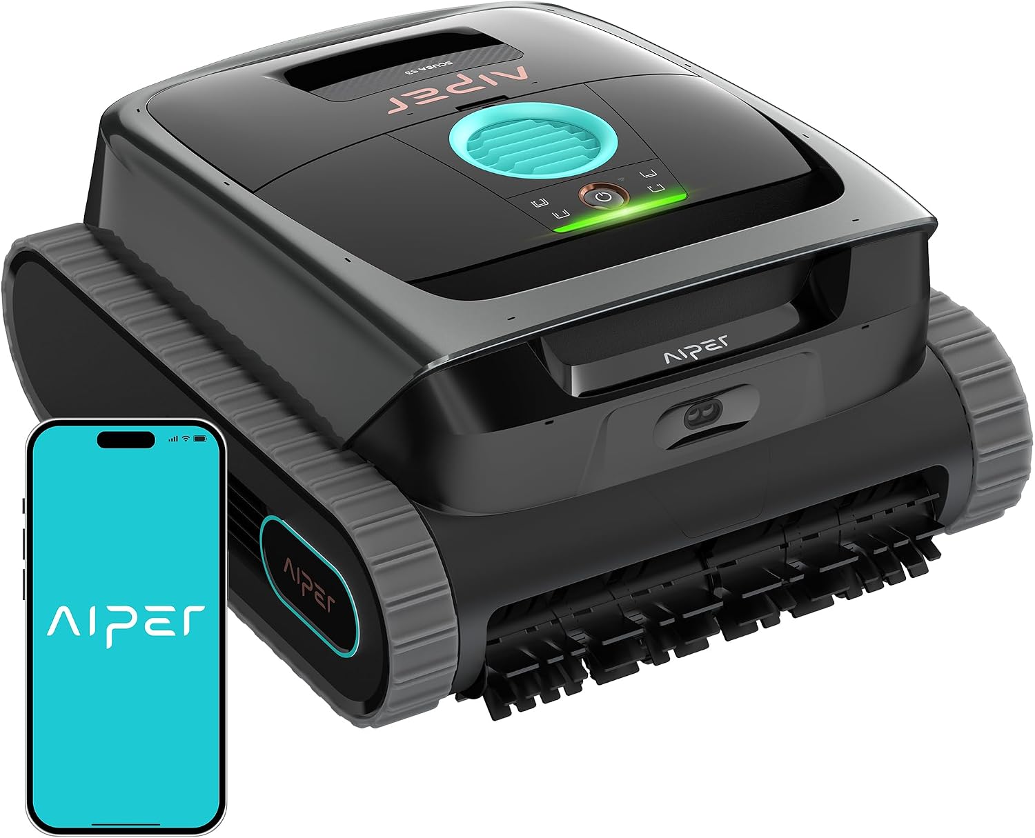 Aiper Scuba S3 pool robot demonstrating sideways waterline scrubbing motion