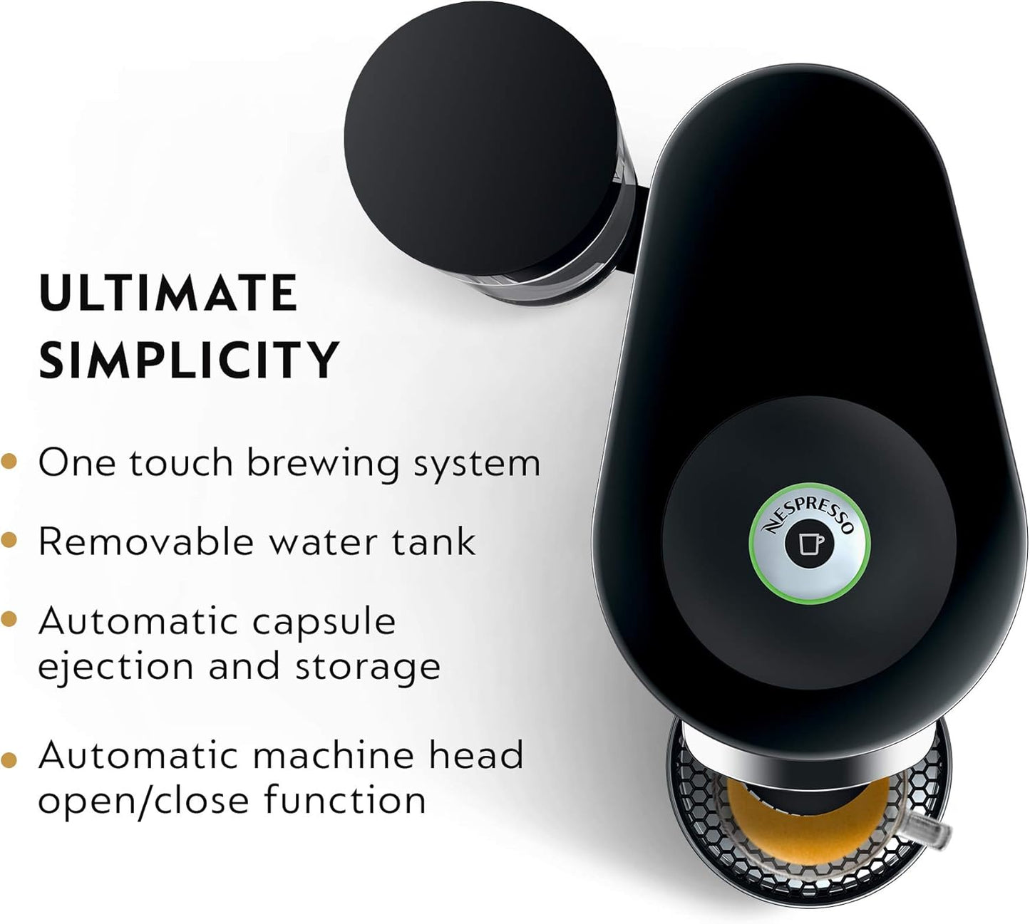Nespresso Vertuo Plus Deluxe Coffee & Espresso Maker by De'Longhi, Black | Piano black coffee machine. Brews 4 cup sizes: 5 and 8 oz. coffee, plus single and double espresso, at the touch of a button.