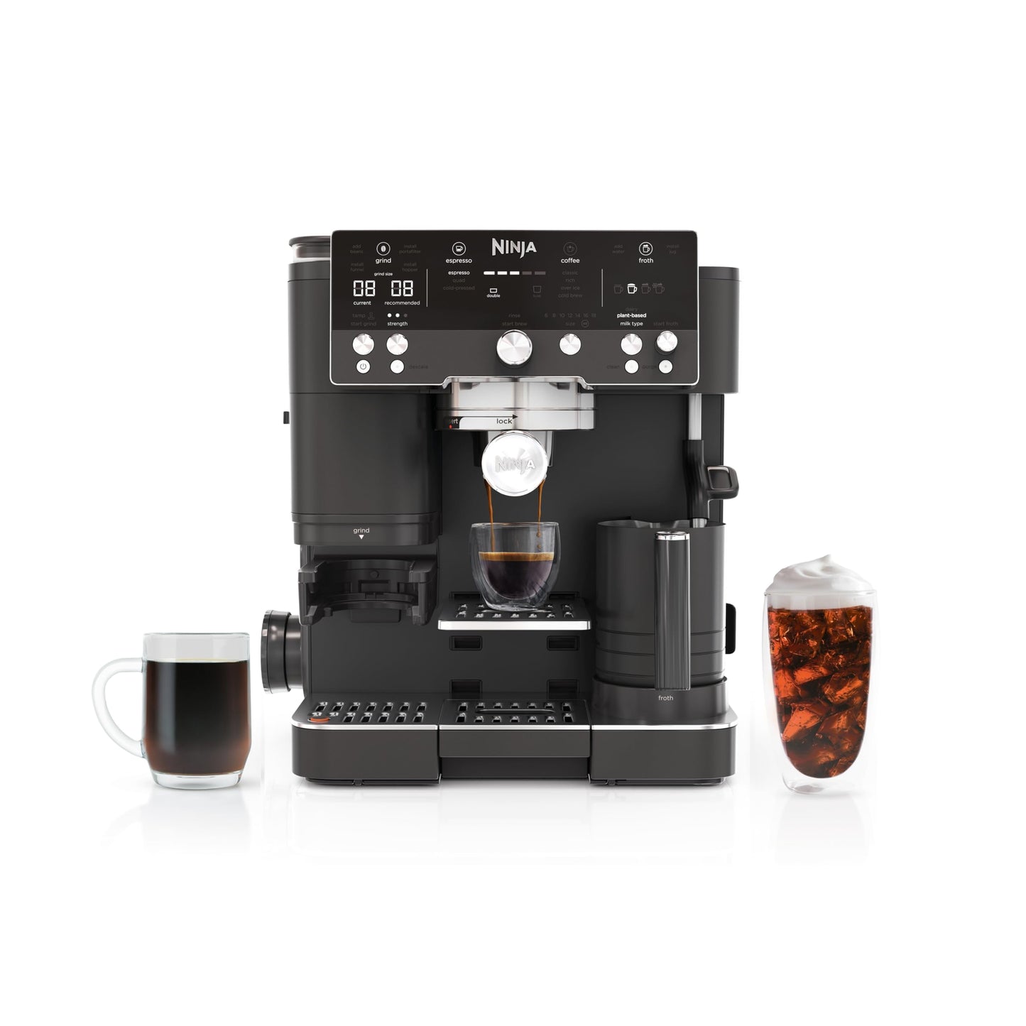 Ninja Luxe Café Premier 3-in-1 Espresso Machine, Drip Coffee, & Cold Brew | Built-in Grinder, Hands-Free Milk Frother, and Assisted Tamper for Cappuccinos & Lattes, Stainless Steel, ES601