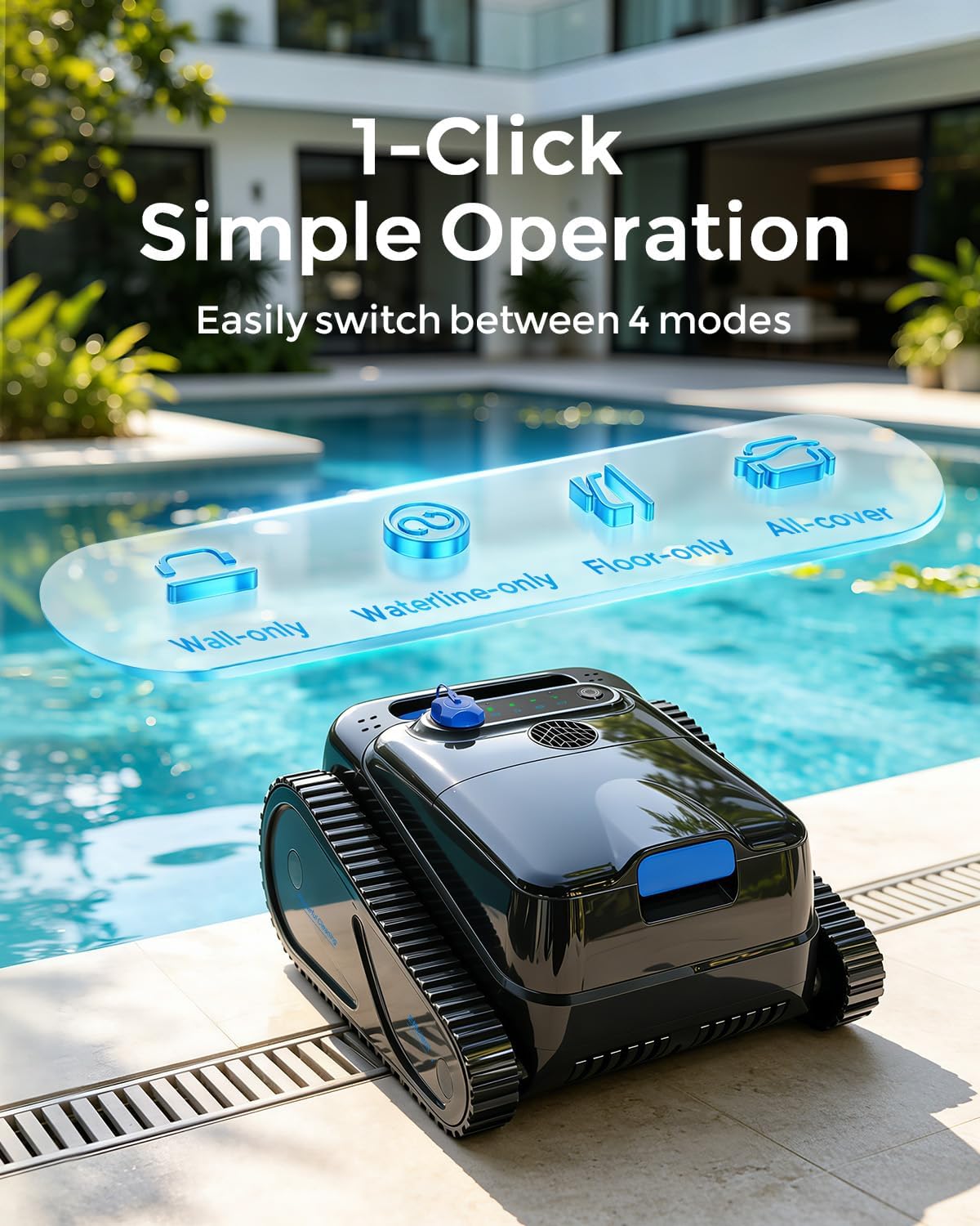 OUCAXIA pool cleaner automatic self-parking near pool edge after cleaning