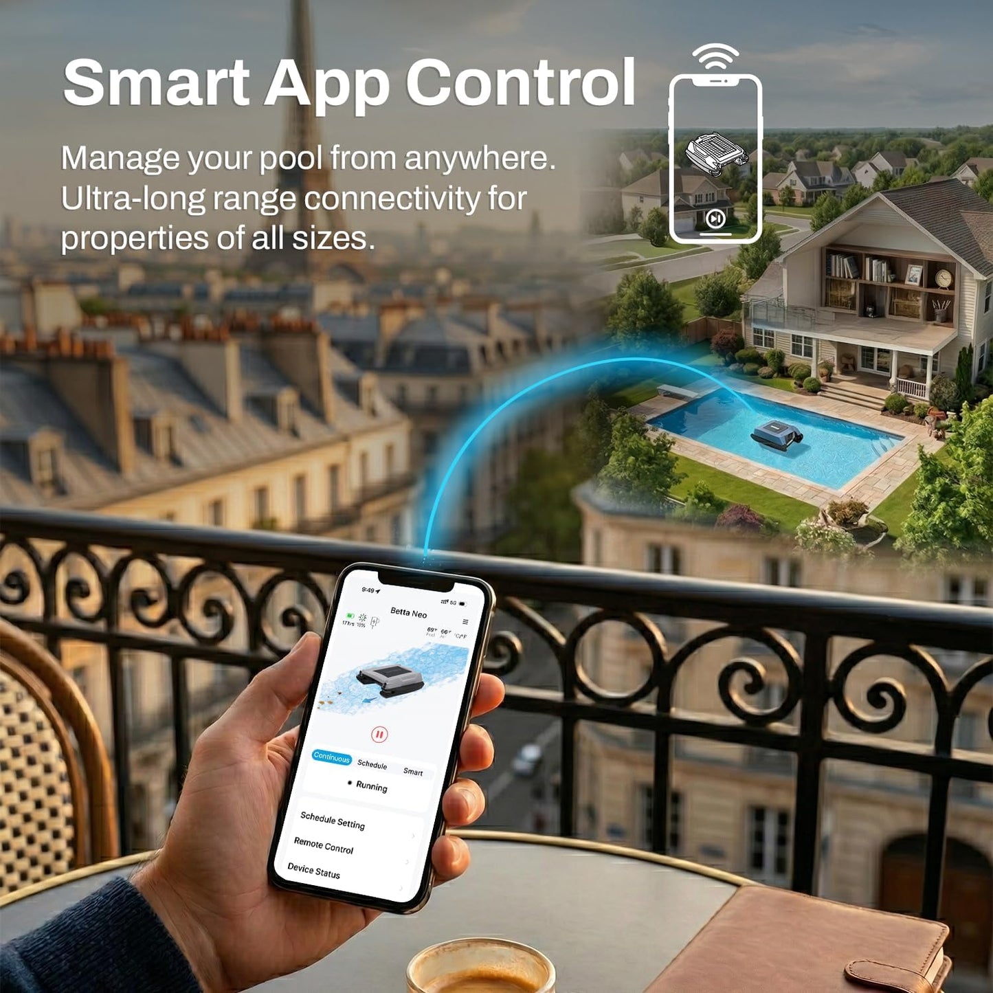 Betta Neo 600 ft gateway device enabling remote Wi-Fi pool control