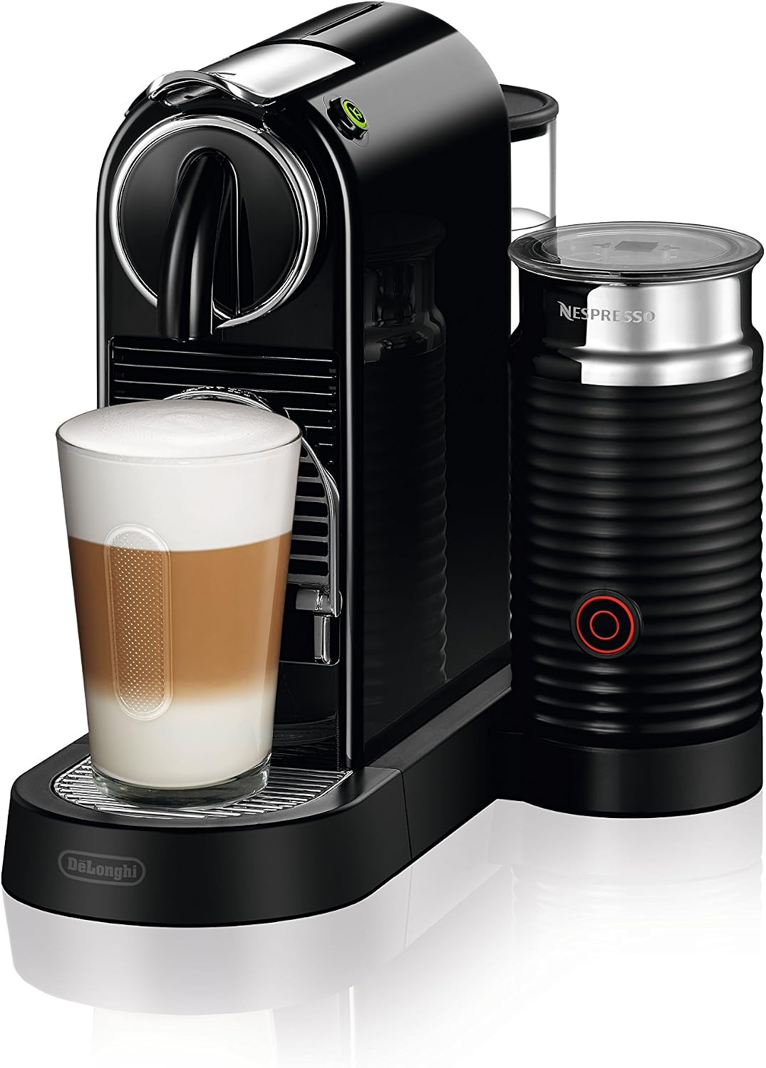 Nespresso CitiZ Coffee and Espresso Machine by De'Longhi with Milk Frother, Black, 9.3 x 14.6 x 10.9 inches | Limousine black espresso machine with integrated milk frother for cappuccinos and lattes. 19 bar pump with fast heat-up.