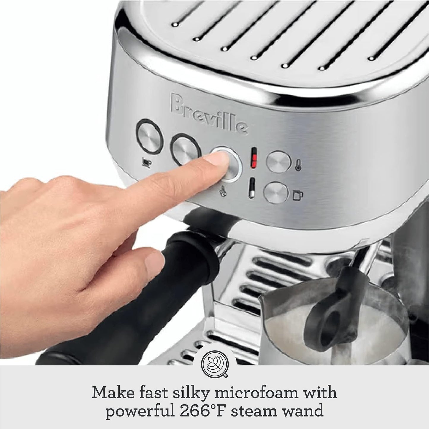 Breville BES500BSS Bambino Plus Espresso Machine, Brushed Stainless Steel | Make café-quality espresso, lattes and cappuccinos at home with this compact, semi-automatic coffee maker for home baristas