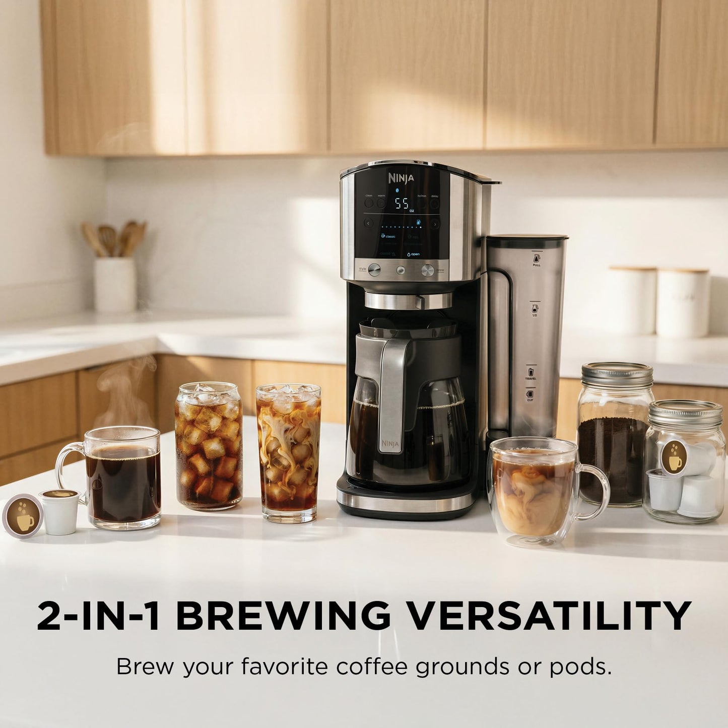 Ninja Espresso & Coffee Maker, Nespresso Capsule Compatible, Black, CFN601 | Barista System, 3 Espresso Brew Styles, Single-Serve Coffee, Built-in Frother, Espresso, Cappuccino & Latte Maker