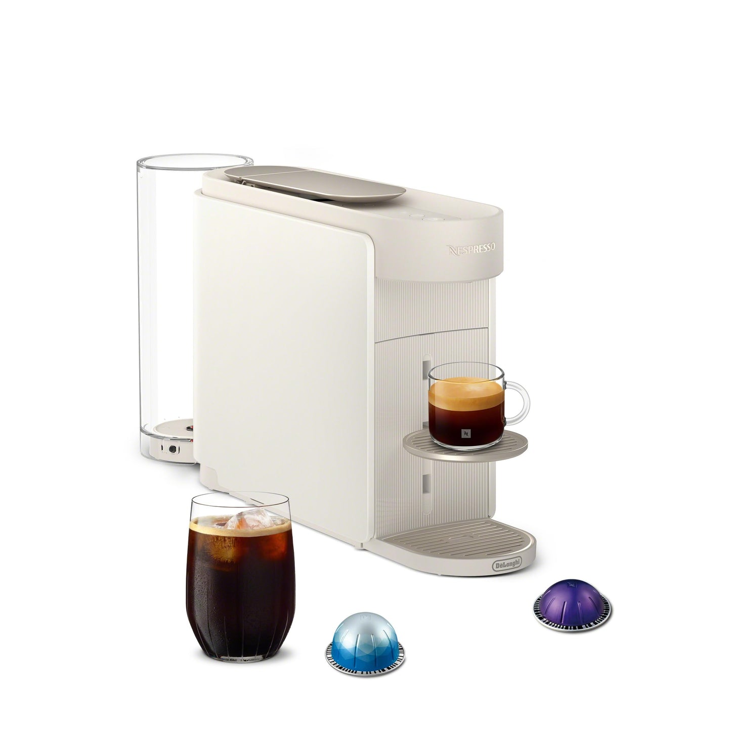Nespresso Vertuo Up Coffee Machine with Milk Frother, White | Coffee and espresso maker by De'Longhi with 3 second start and iced mode. Aeroccino3 bundle for hot or cold milk foam.