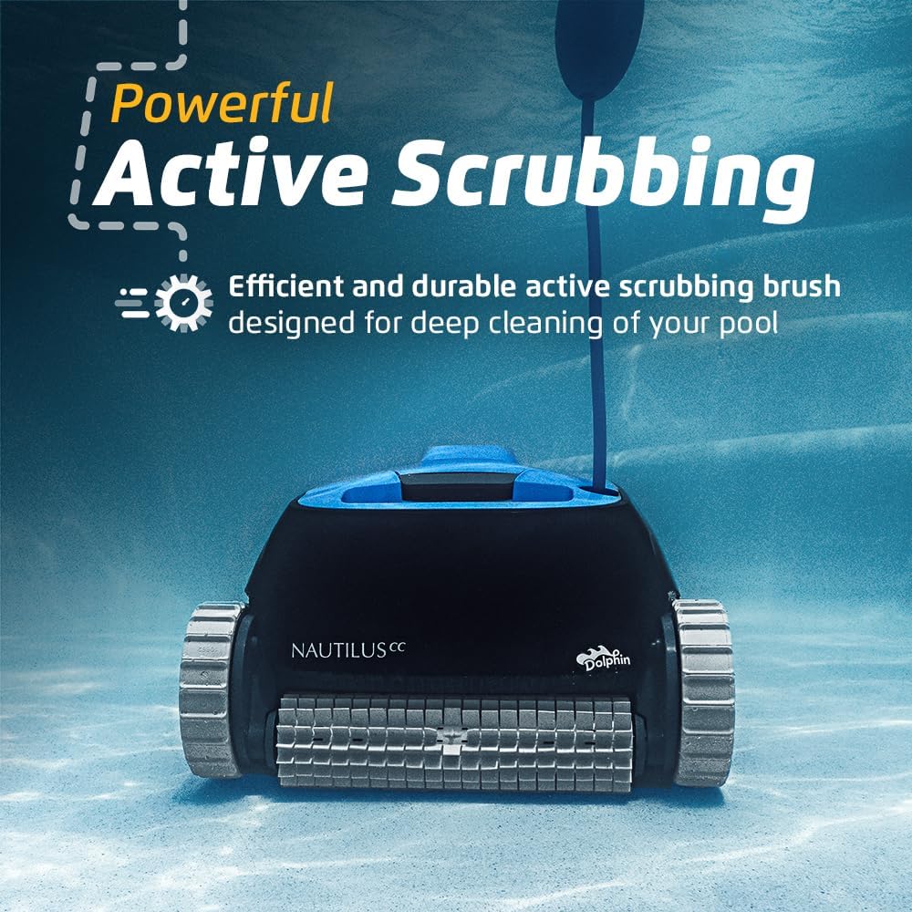 Dolphin Nautilus CC cleaning pool waterline scum and buildup removal
