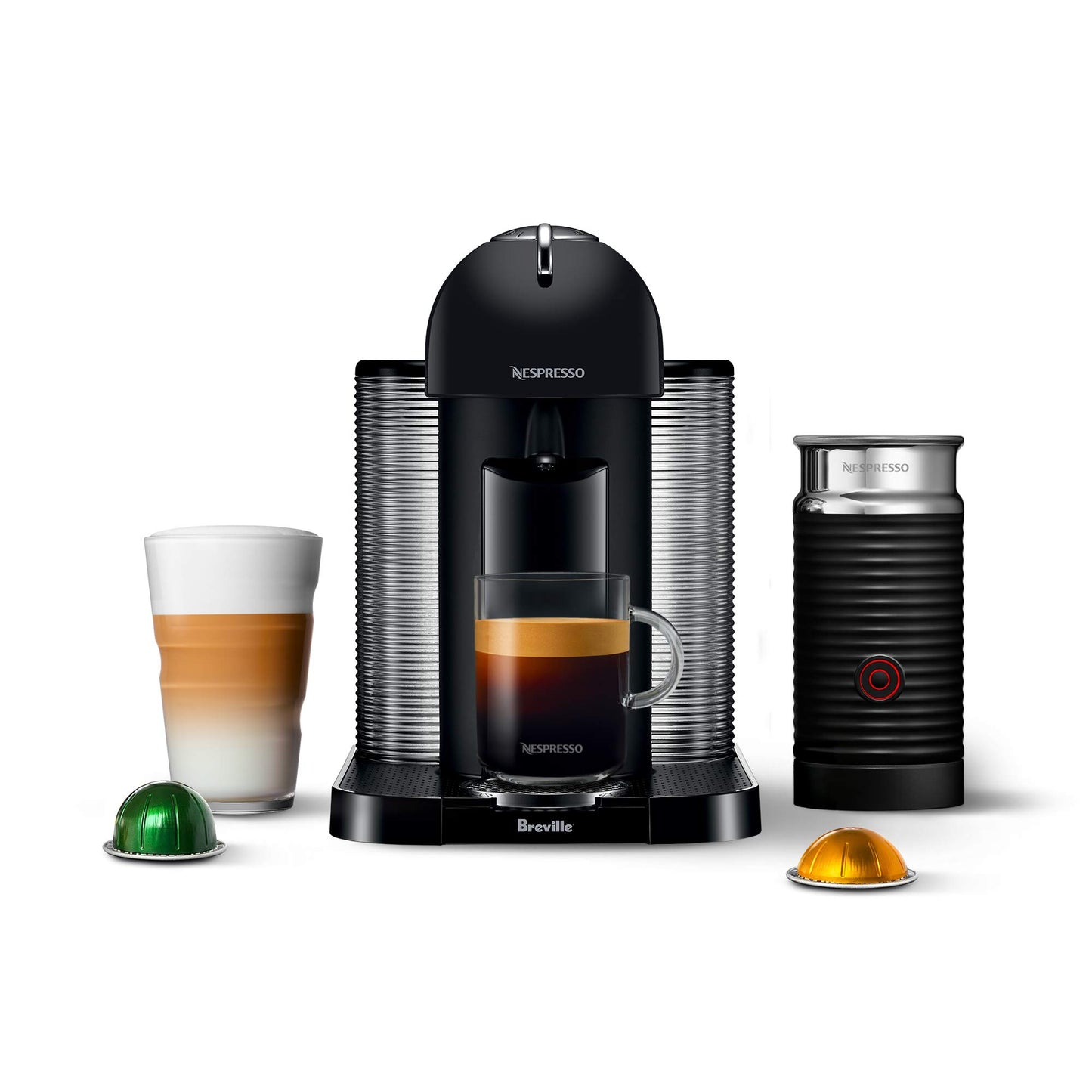 Nespresso Vertuo Coffee and Espresso Maker by Breville, Chrome with Aeroccino Milk Frother