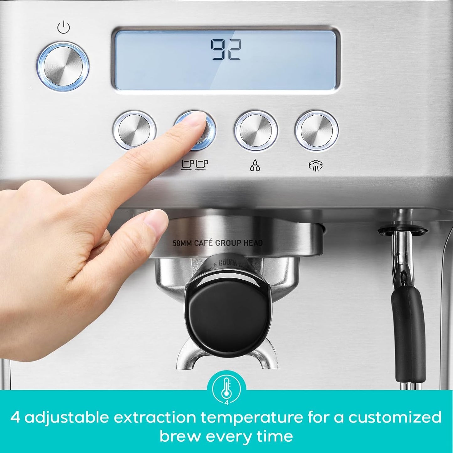 CASABREWS Ultra Espresso Machine, Barista Espresso Maker with Steam Wand | LCD Display, Custom Brew Temp, Latte & Cappuccino Machine, 20-Bar Italian Pump, Powerful Steam Wand, 73oz Removable Tank