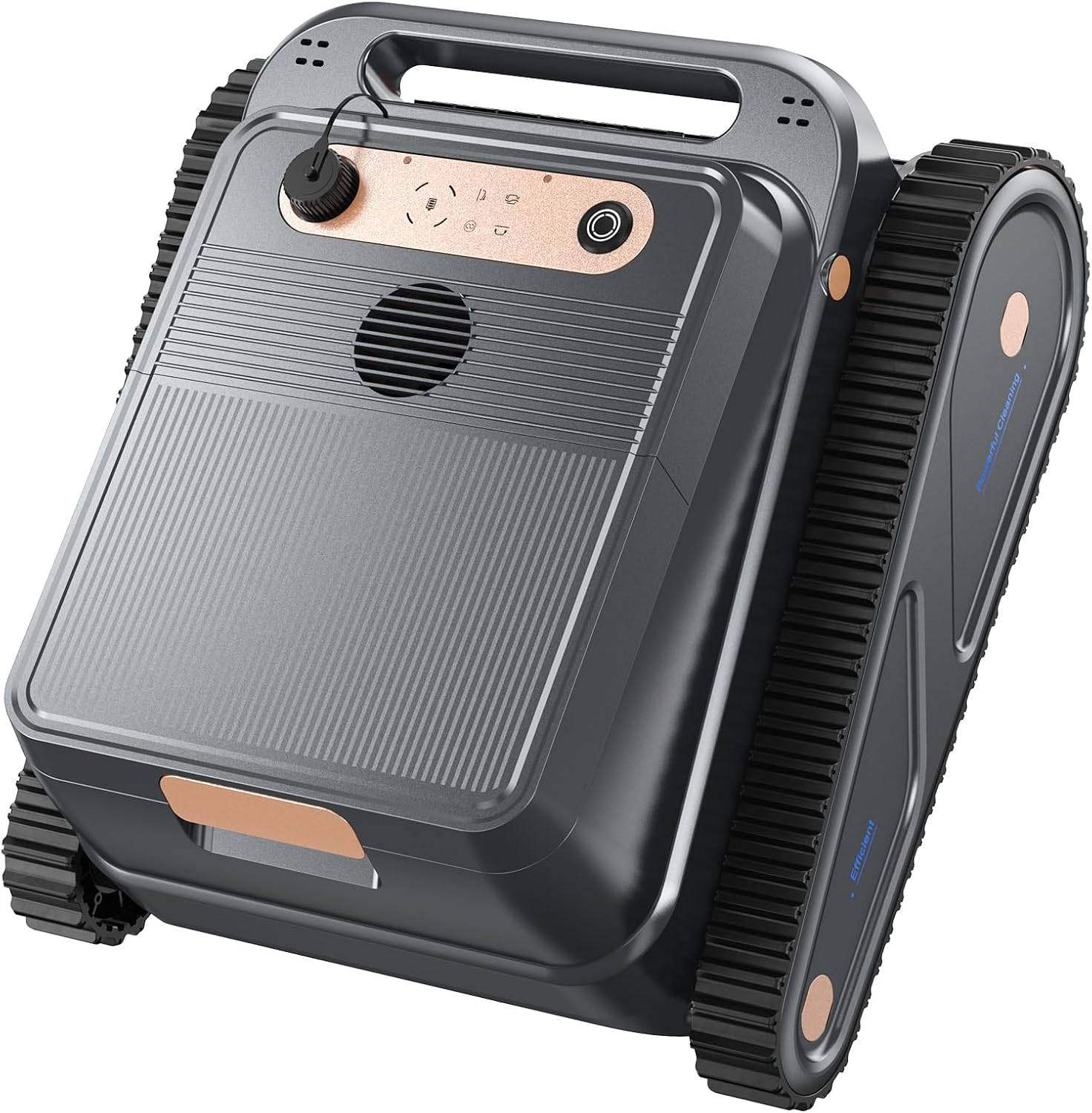 EZIOOV U8 robotic pool cleaner showing 4L top-load filter basket removal