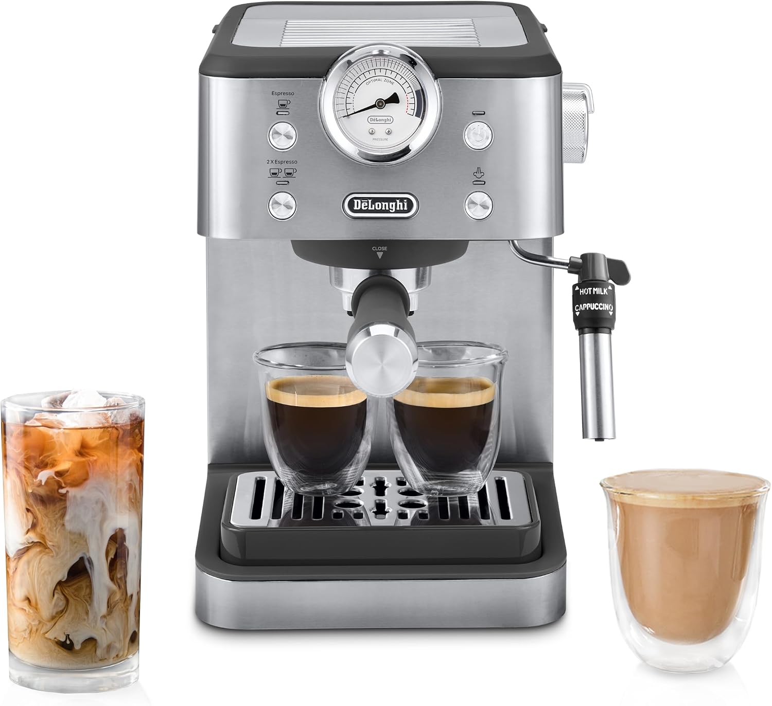 De'Longhi Classic Signature Espresso Machine, Adjustable Milk Frother | #1 Worldwide Espresso Machine Maker, Rapid Heat-Up, Preset Single & Double Espresso, Frother, Pressure Gauge, Compact Design