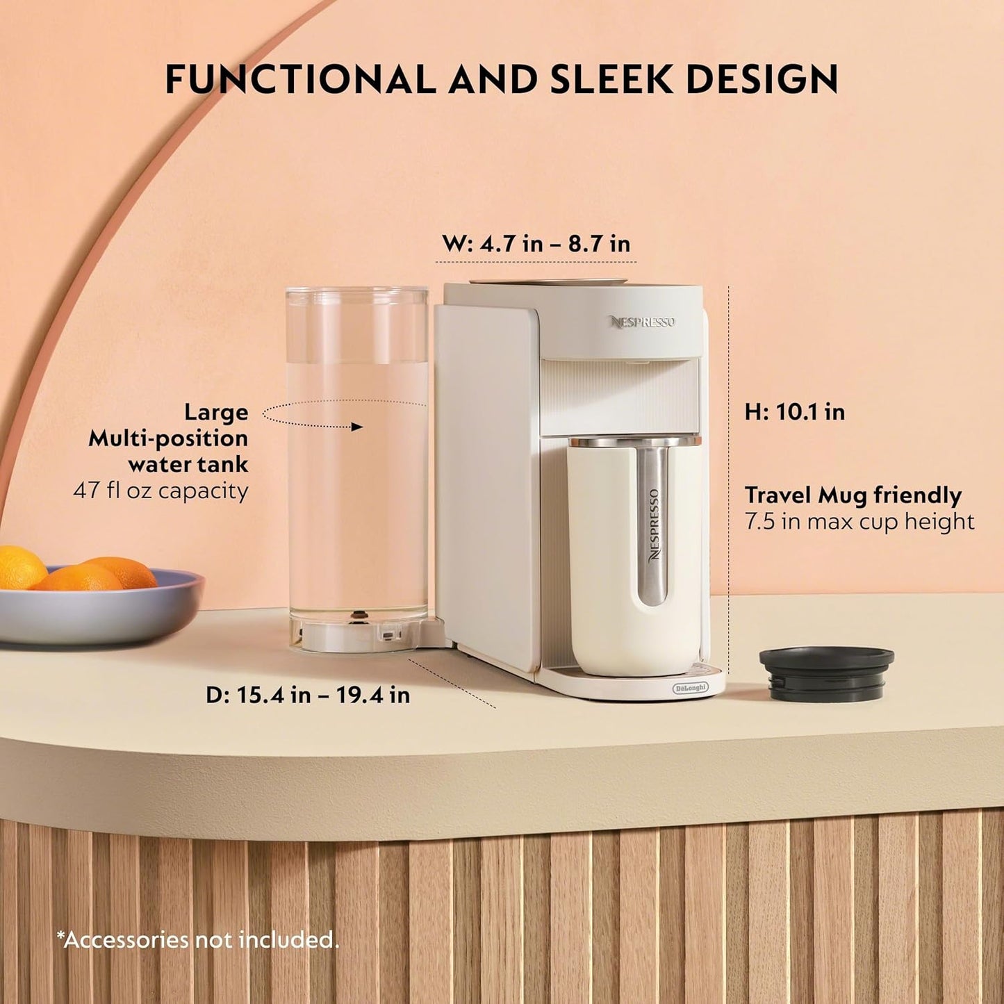 Nespresso Vertuo Up Coffee Machine with Milk Frother, White | Coffee and espresso maker by De'Longhi with 3 second start and iced mode. Aeroccino3 bundle for hot or cold milk foam.