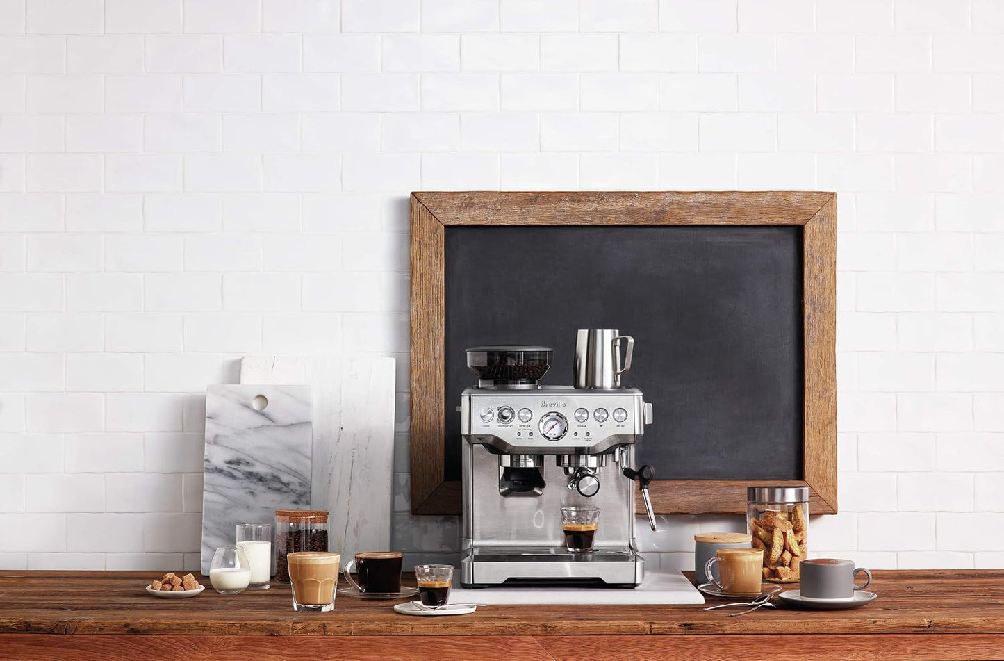 Breville BES870XL Barista Express Espresso Machine, Brushed Stainless Steel | Craft café-quality espresso shots, lattes and cappuccinos at home with this manual coffee maker with built-in grinder