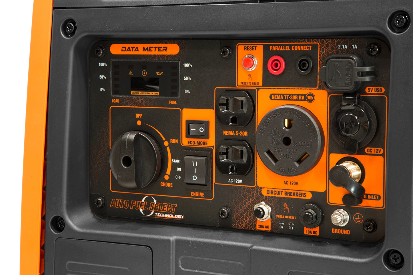 WEN 6800-Watt Dual Fuel RV-Ready Electric Start Portable Inverter Generator with Fuel Shut Off and CO Watchdog for Electric Vehicle Backup (DF680iX)
