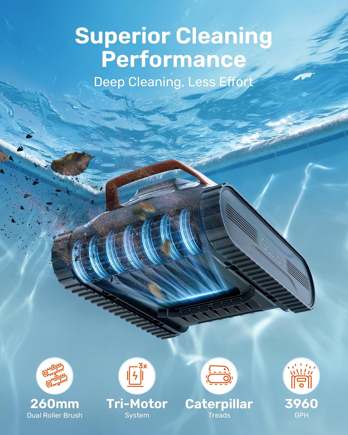 LiteVac G1 shallow platform cleaning under 12 inch water depth