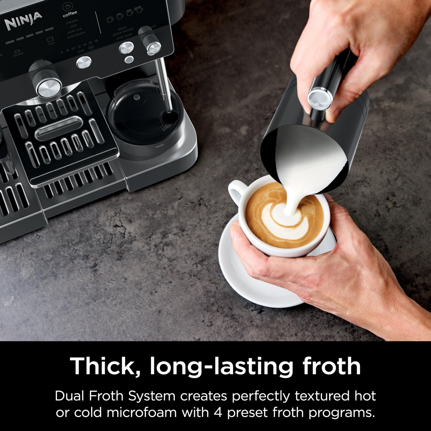 Ninja Luxe Café Premier 3-in-1 Espresso Machine, Drip Coffee, & Cold Brew | Built-in Grinder, Hands-Free Milk Frother, and Assisted Tamper for Cappuccinos & Lattes, Stainless Steel, ES601
