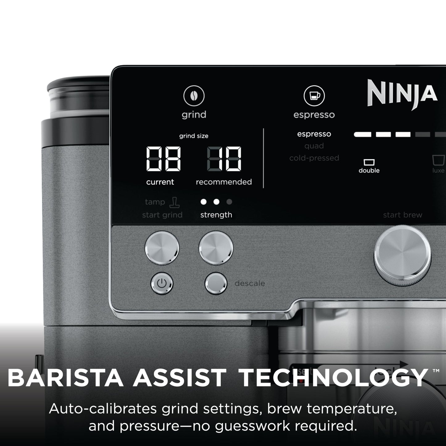 Ninja Luxe Café Premier 3-in-1 Espresso Machine, Drip Coffee, & Cold Brew | Built-in Grinder, Hands-Free Milk Frother, and Assisted Tamper for Cappuccinos & Lattes, Stainless Steel, ES601