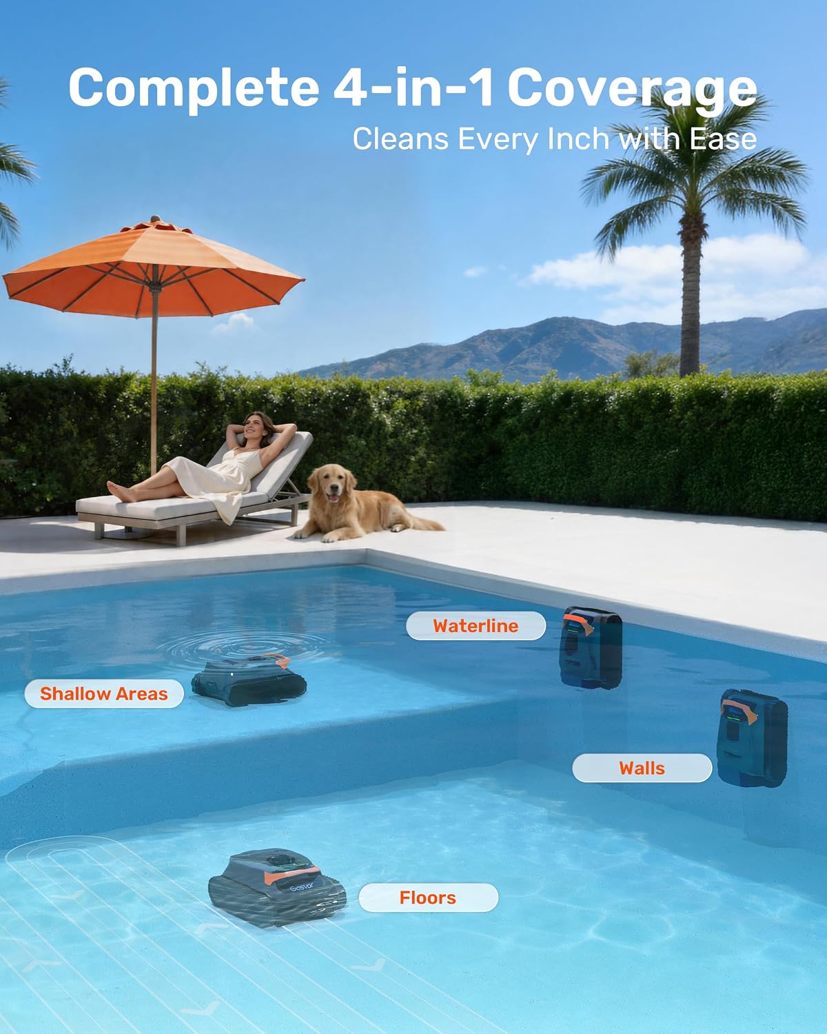 LiteVac G1 260mm roller brushes cleaning pool floor debris