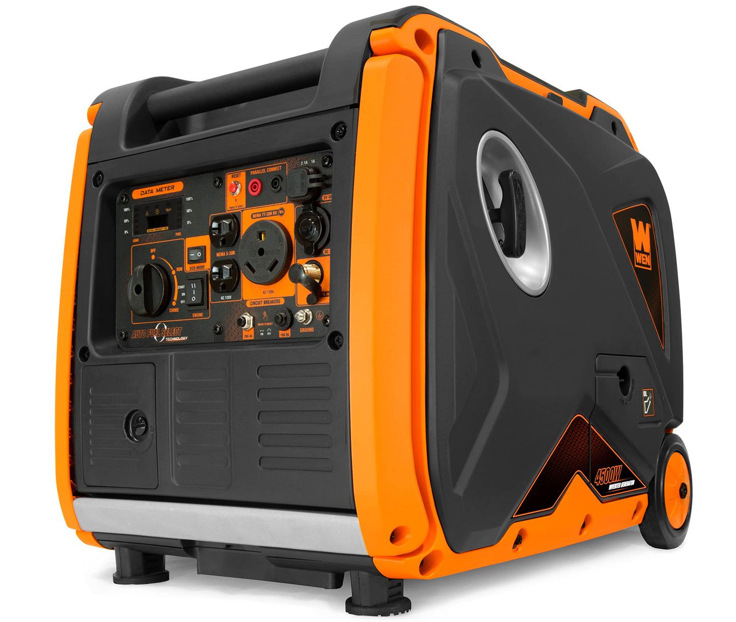 WEN 6800-Watt Dual Fuel RV-Ready Electric Start Portable Inverter Generator with Fuel Shut Off and CO Watchdog for Electric Vehicle Backup (DF680iX)