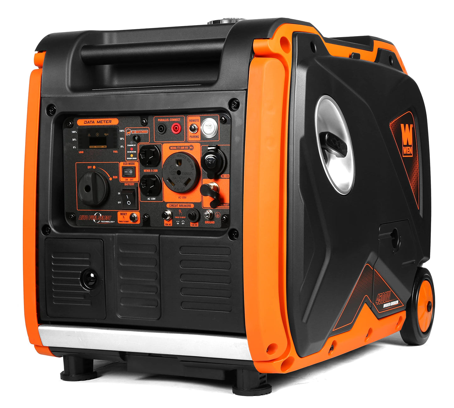 WEN 6800-Watt Dual Fuel RV-Ready Electric Start Portable Inverter Generator with Fuel Shut Off and CO Watchdog for Electric Vehicle Backup (DF680iX)