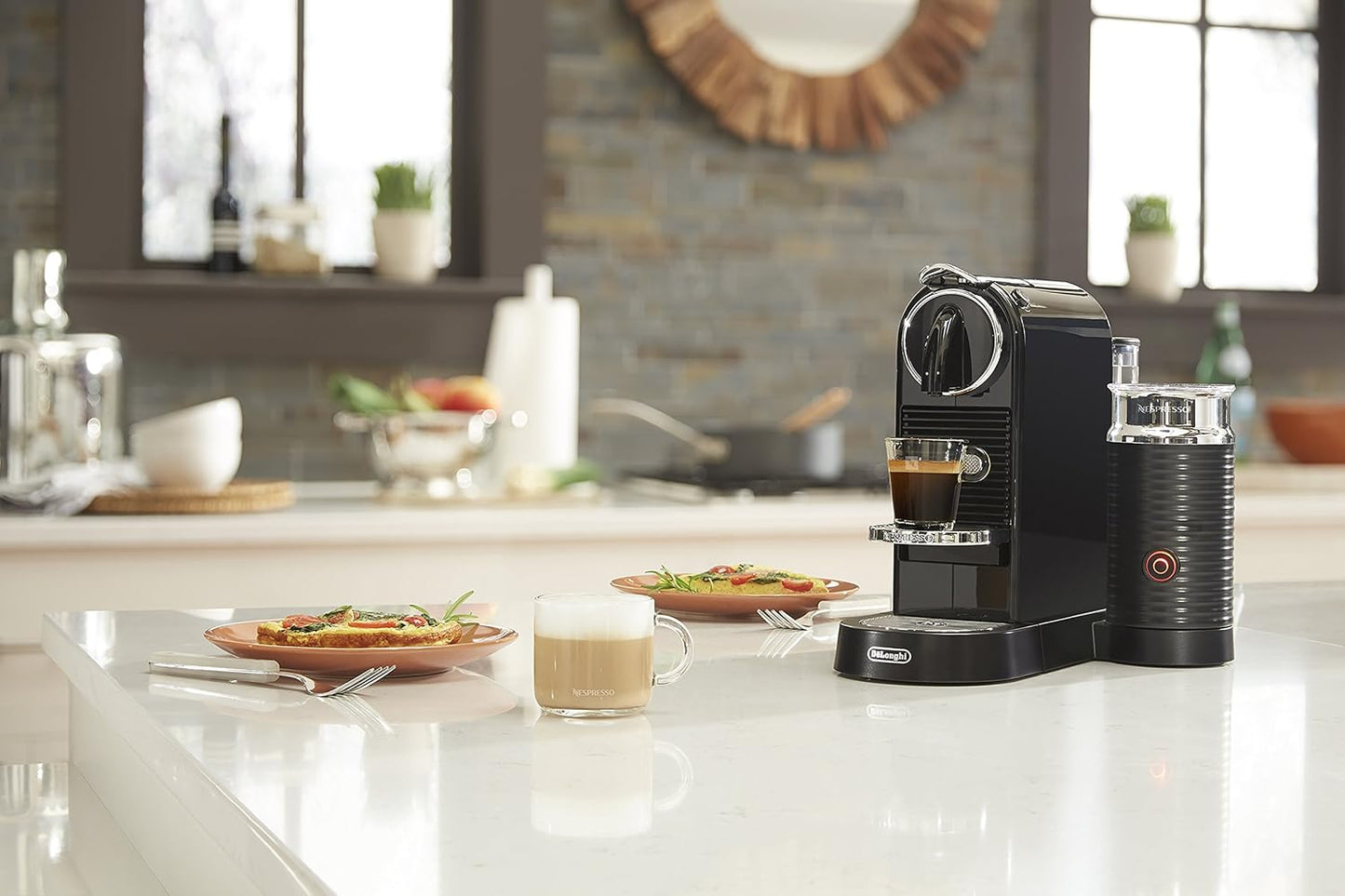 Nespresso CitiZ Coffee and Espresso Machine by De'Longhi with Milk Frother, Black, 9.3 x 14.6 x 10.9 inches | Limousine black espresso machine with integrated milk frother for cappuccinos and lattes. 19 bar pump with fast heat-up.