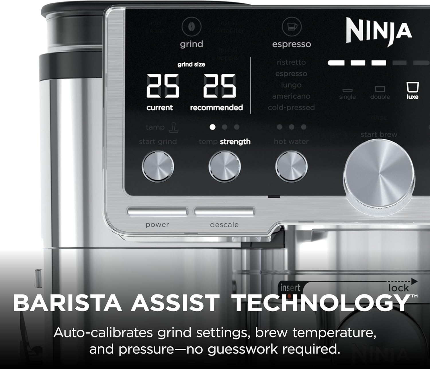 Ninja Luxe Café Pro Series, Espresso, Cold Brew, Hot Water, ES701 | Drip Coffee, Integrated Tamper, Built-in Grinder, Hands-Free Frother for Cappuccinos, Lattes, Americanos, Dairy or Non-Dairy