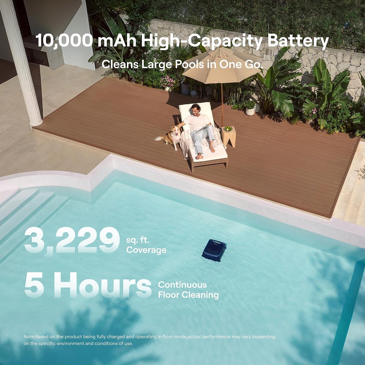 Beatbot Sora 70 10000mAh battery 5 hour runtime large pool coverage