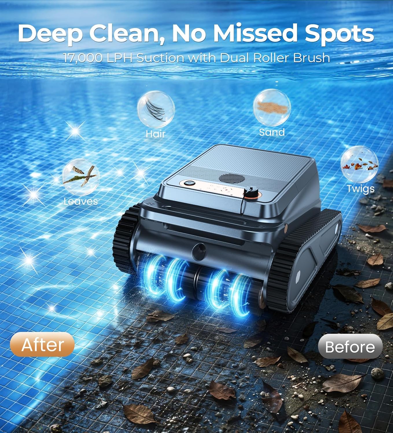 EZIOOV U8 automatic pool cleaner auto-docking at pool edge after cleaning
