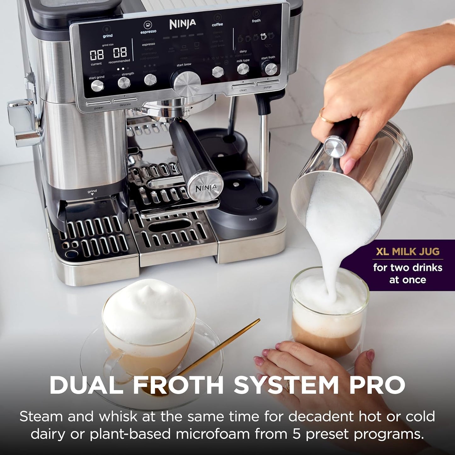 Ninja Luxe Café Pro Series, Espresso, Cold Brew, Hot Water, ES701 | Drip Coffee, Integrated Tamper, Built-in Grinder, Hands-Free Frother for Cappuccinos, Lattes, Americanos, Dairy or Non-Dairy