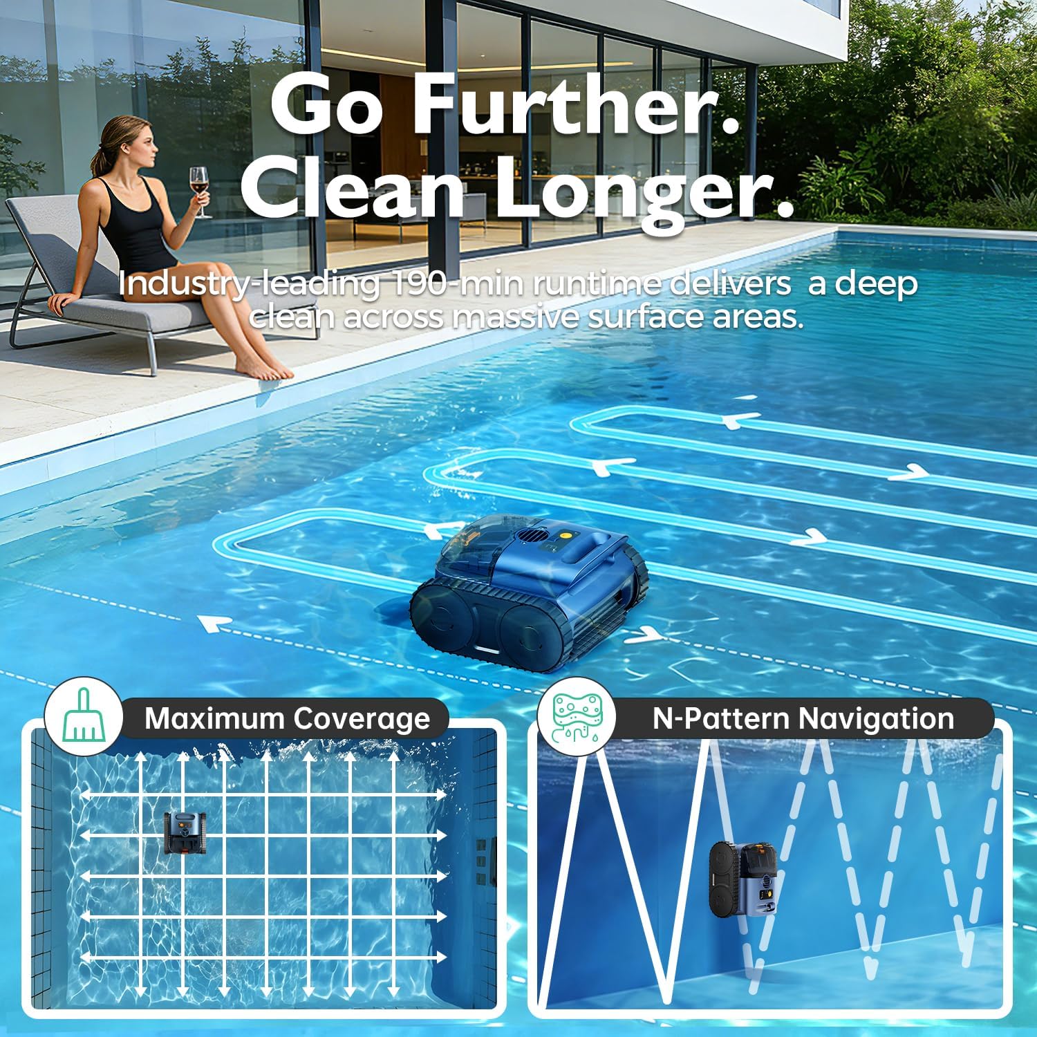 Lodoba pool vacuum dual brushless motors 4800 GPH suction power