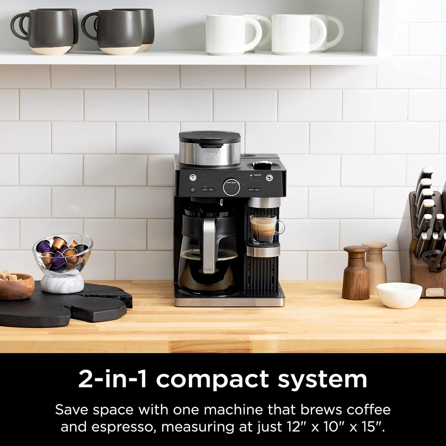 Ninja Espresso & Coffee Maker, Nespresso Capsule Compatible, Black, CFN601 | Barista System, 3 Espresso Brew Styles, Single-Serve Coffee, Built-in Frother, Espresso, Cappuccino & Latte Maker