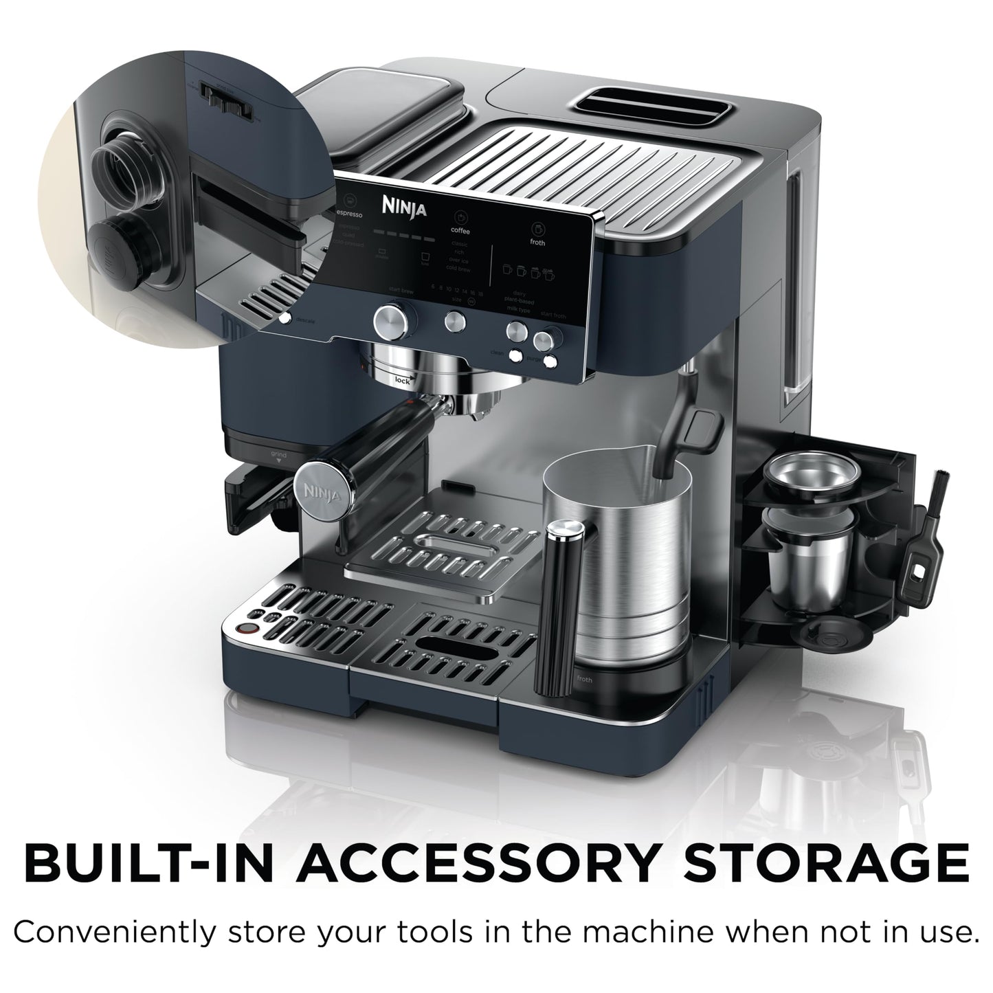 Ninja Luxe Café Premier 3-in-1 Espresso Machine, Drip Coffee, & Cold Brew | Built-in Grinder, Hands-Free Milk Frother, and Assisted Tamper for Cappuccinos & Lattes, Stainless Steel, ES601