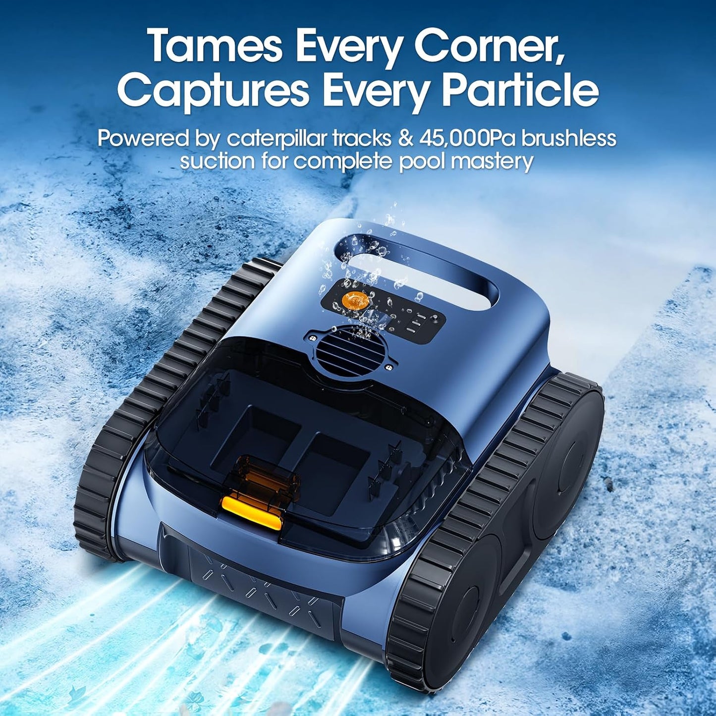 Nepturox track drive system gripping pool floor for traction and climbing