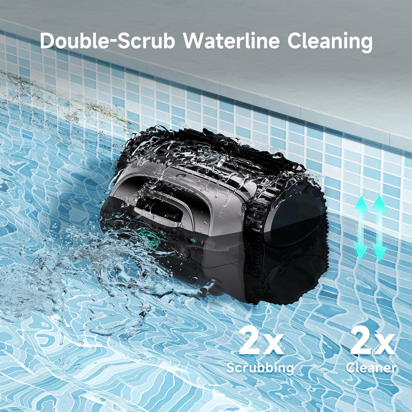 WYBOT C1 cleaning pool steps in 4-in-1 coverage mode