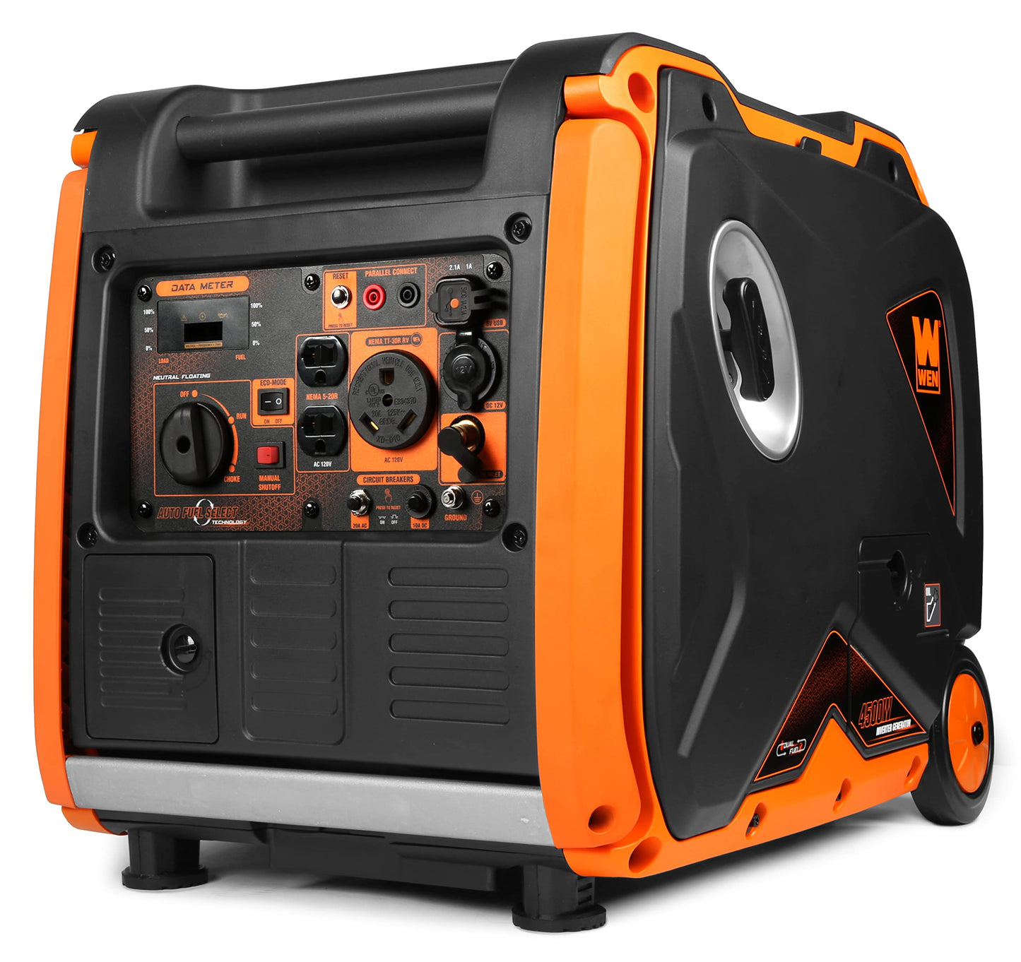 WEN 6800-Watt Dual Fuel RV-Ready Electric Start Portable Inverter Generator with Fuel Shut Off and CO Watchdog for Electric Vehicle Backup (DF680iX)